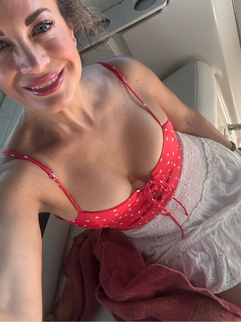 Zara Red and white star adjustable bodysuit
